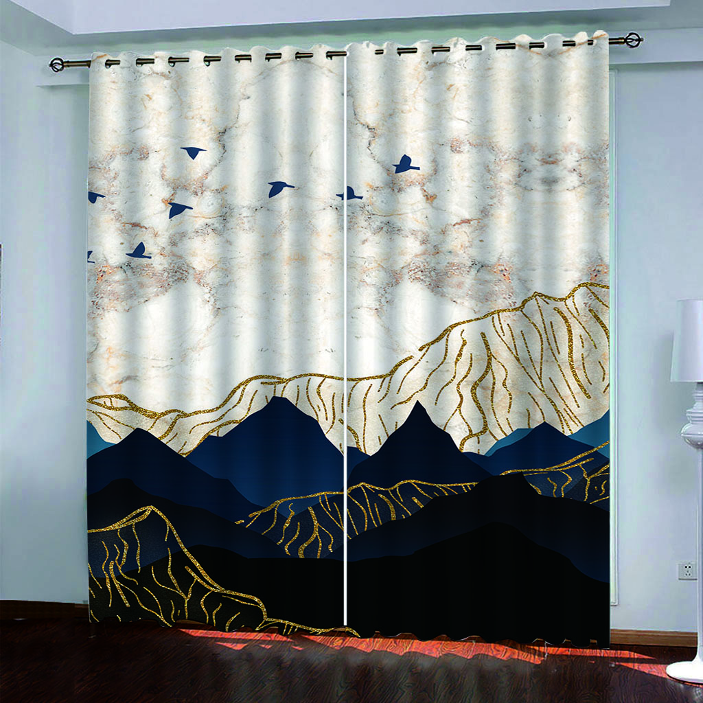 Curtains For Rooms 3D Abstract Art Mountain Landscape Pattern Modern Curtains For Living Room Bedroom Home Window Curtains