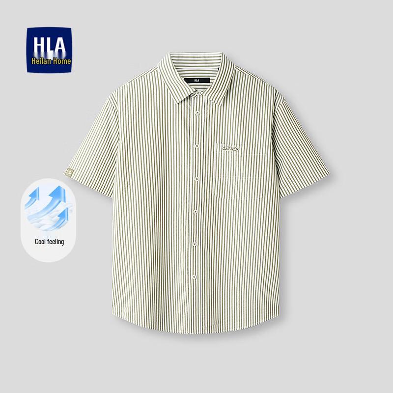 

HLA Men s Cooling Striped Short Sleeve Square Collar Shirt 39