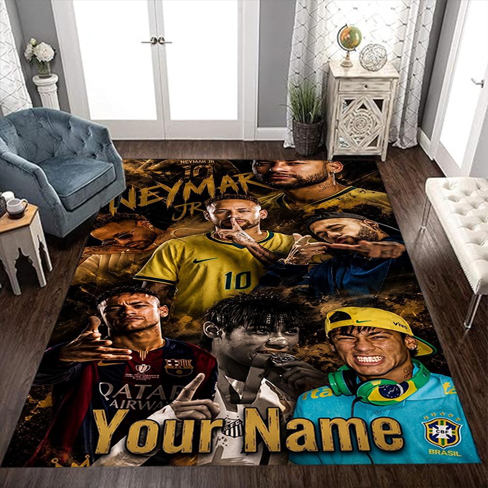 Poster Neymar Energy Tappetino Personalizzato con Nome per Corridoio, Stanze dei Giochi, Dormitorio, Sala Giochi, Tappeto Antiscivolo, Decorazione per Uffici, Regalo per Festival