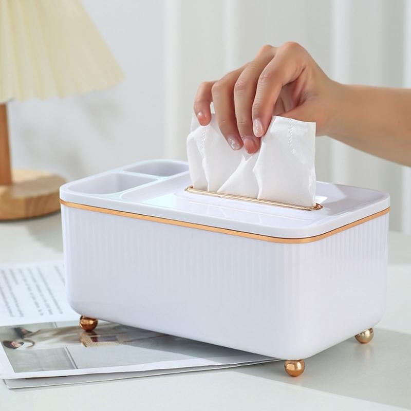 Organizer na biurko Pudełko na chusteczki Uchwyt na ołówki i długopisy Wielofunkcyjne pudełko do przechowywania na biurko Pojemnik Prostokątny dozownik chusteczek