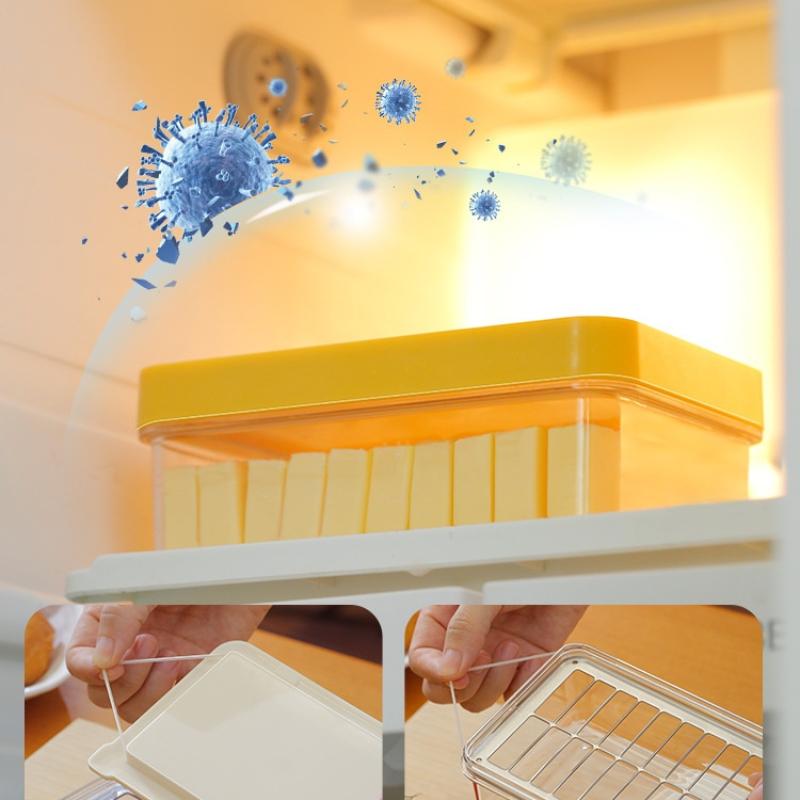 1Pc Butter Portioning Cutting Preservation Box Transparent With Cover Storage Box Food Grade Refrigerator Specific Plastic Box