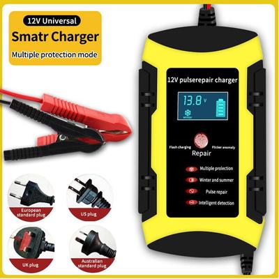 12V 6A Full Automatic Car Battery Charger 110V To 220V Fast Power Pulse Repair Charging for Wet Dry Lead Acid with Digital LCD Display