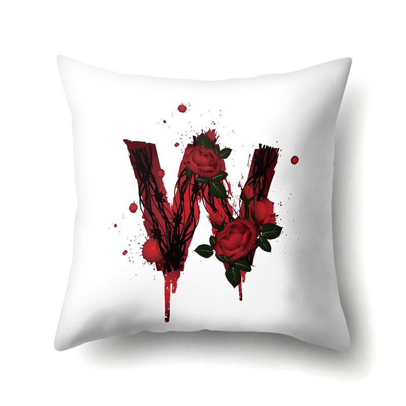 Halloween Polyester Kissenbezug Rose Kopfteil Auto Taille 26 Englische Buchstaben Gedruckter Kissenbezug