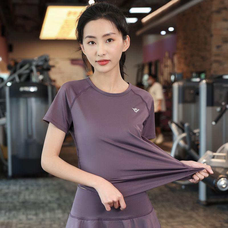 

9272 Модная одежда для йоги от интернет-знаменитости, сетчатая футболка в западном стиле, облегающая, для утренней пробежки, тренировочная одежда, быстросохнущая одежда, женская Purple XL