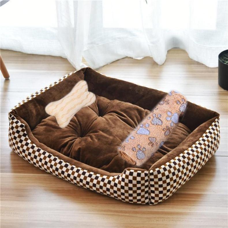 Soft Pet Bed Flannel Thickened Pet Fleece Dog House Soft Fleece Nest Dogs Baskets Mat Puppy Kennel For Cat Breathable Pets Bed