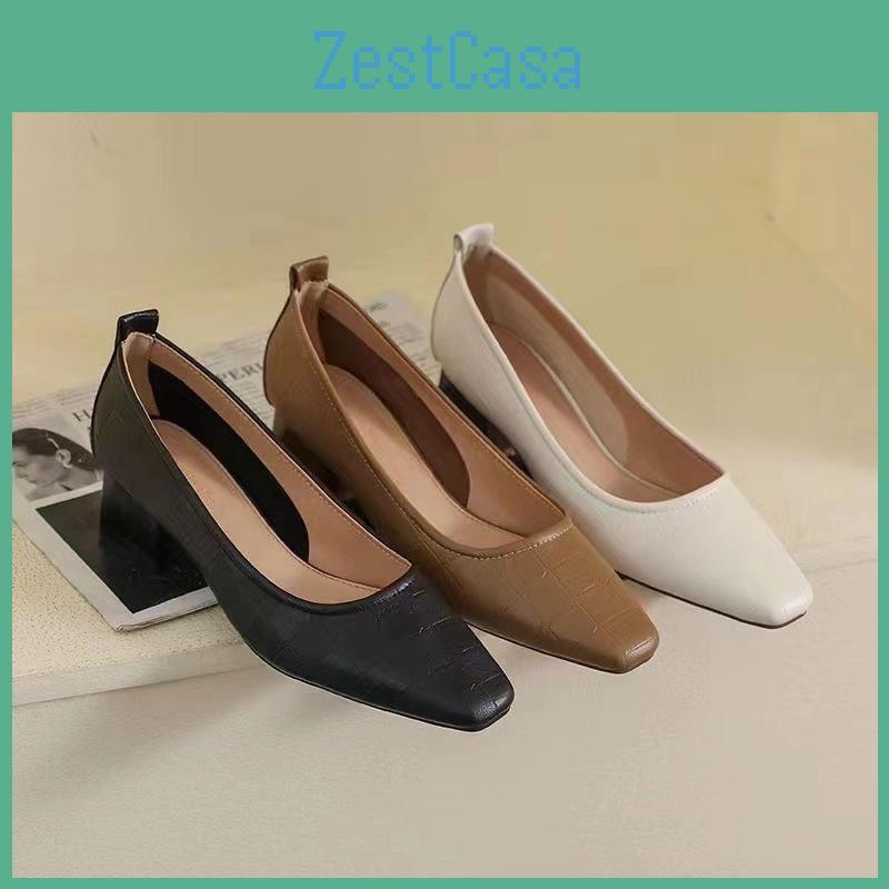 And Summer Plus Spring Footwear Size Shoes With Small Heels Soft Leather And No Toes Single Shoes With Low Heels And High Heels