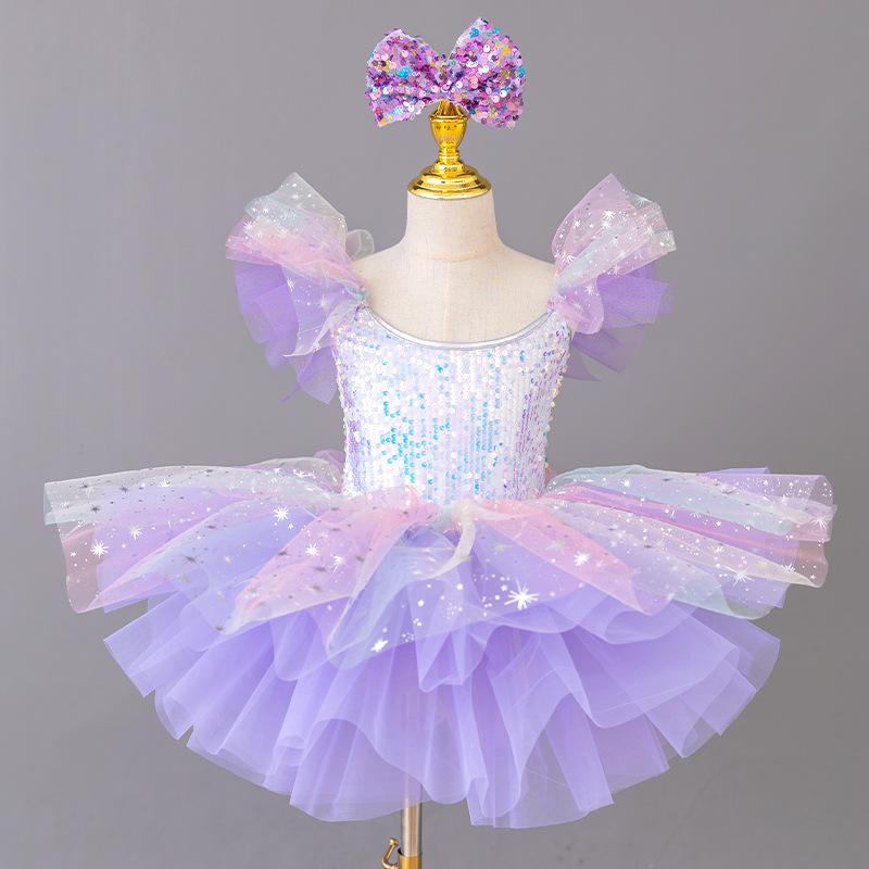 Tutu da Ballo per Bambina Vestito Soffice di Garza per Asilo Gala di Capodanno Esibizione Corale