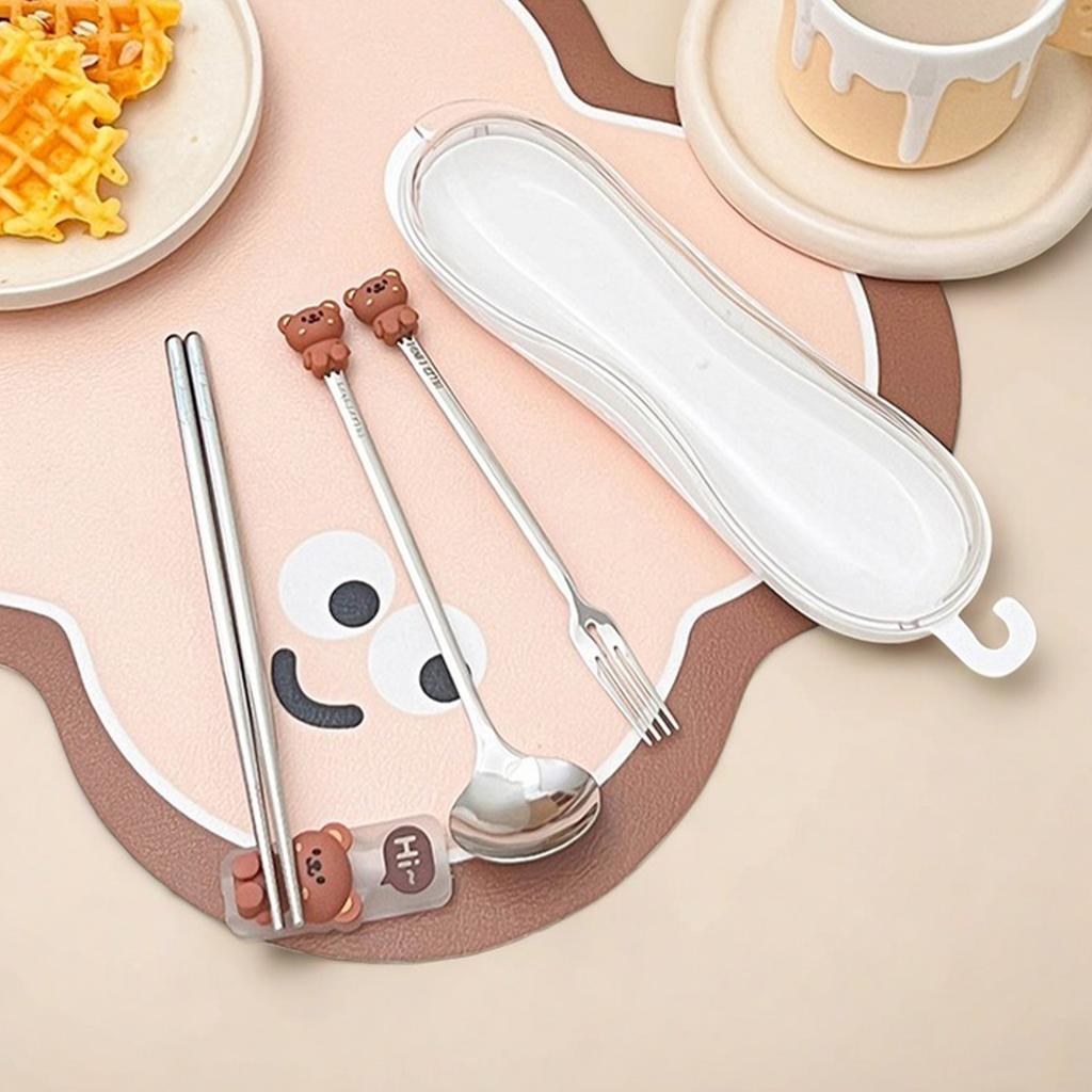 New Portable Cute Dinnerware Sets 316 Stainless Steel Fork Spoon Chopstick Set With Cutlery Box Reusable Tableware Set