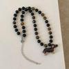 Dachshund Cartoon Pendant Necklace with Tiger Eye Beads - Cute, Elegant, and Versatile Choker for Women