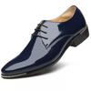 New Men's Business Casual Leather Shoes Spring Patent Leather Pointed Leather Shoes Wedding Party Plus Size Leather Shoes