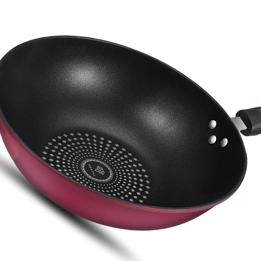 Frying Pan Flat Bottom Cooking Wok Cast Iron Kitchen Ware with Handle for Soup Stew 32cm / 12.6in