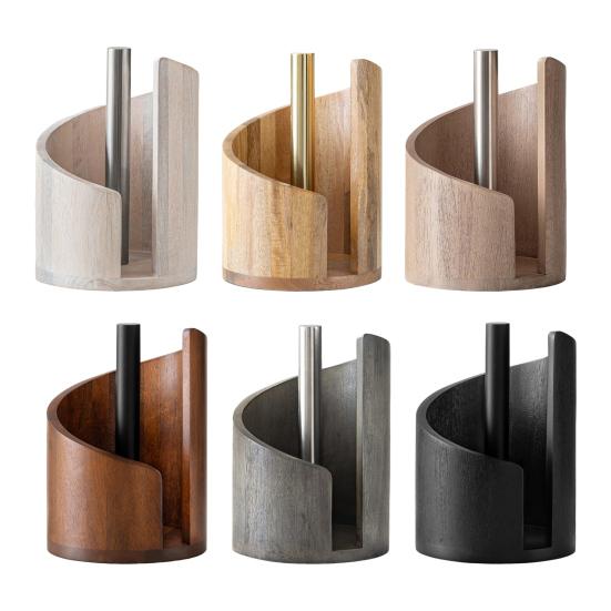 Mountain Paper Towel Holder Countertop Paper Towel Dispenser with Wood Base Metal Holder Spiral Design Rustic Paper Towel Roll Holder for Kitchen And