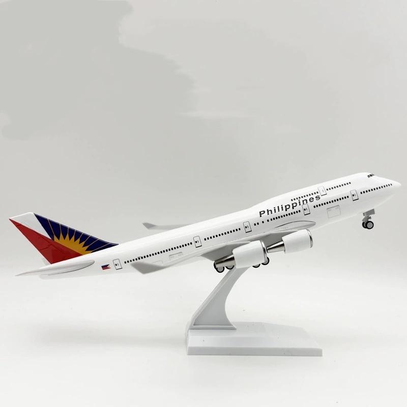 30CM 747 Philippines Airlines Model Aircraft Toys Boys Kids Resin Die-Casting Airplane Simulation Model Planes Collected Gift By