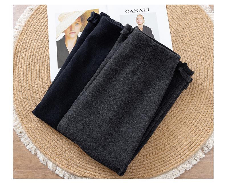 Women's Plus Size High Waist A-Line Woolen Skirt with Lace Detail - Autumn/Winter