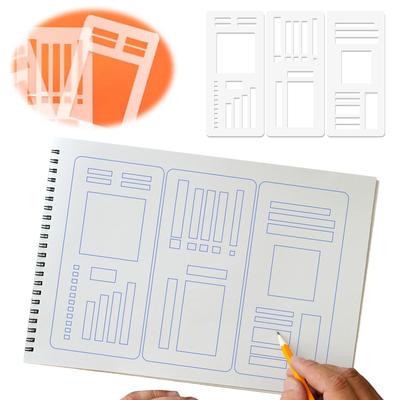 3-Pack Stencils Drafting Tools with Dot Grid Templates Planner Stencils Reusable Handmade Stencil Set for Journaling Checklists