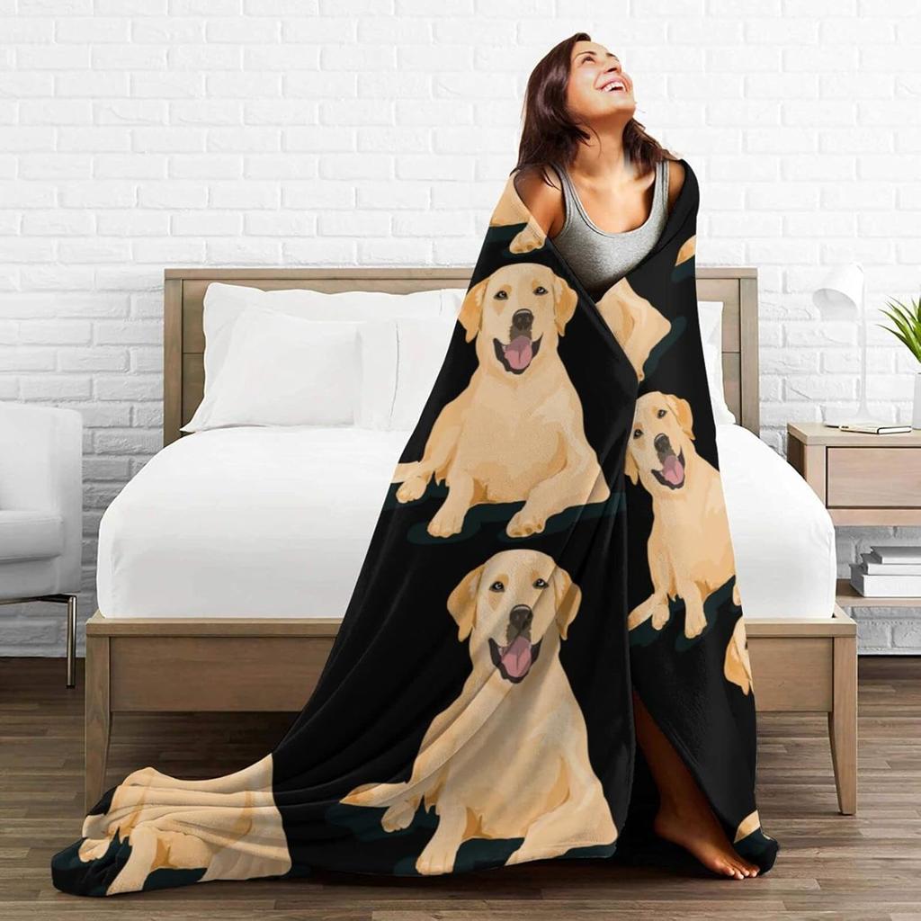 Golden Retriever Blanket Cute Dog Pattern Design Soft Fleece Throw Pet Lover Gift for Dog Owners Home Decor Cozy Bedding