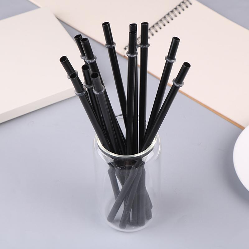 12Pcs 23/27Cm Long Hard Plastic Straws With 1 Straw Brush Reusable Black Straws Tumbler Replacement Straws Cup Accessories