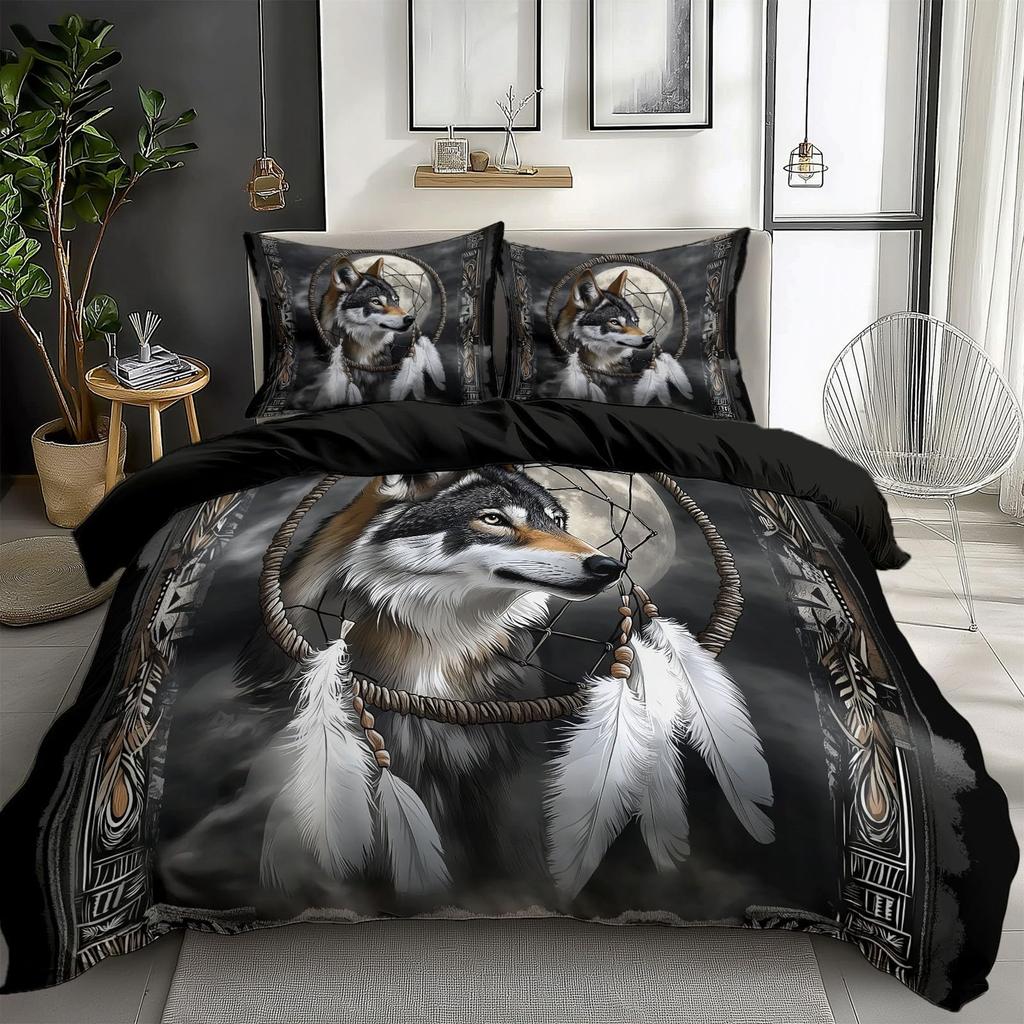 Wolf Bedding Sets Twin Queen King Size Wild Animal Theme Duvet Cover Set For Kids Teens Adults Room Decor 2 Pillowcases No Quilt
