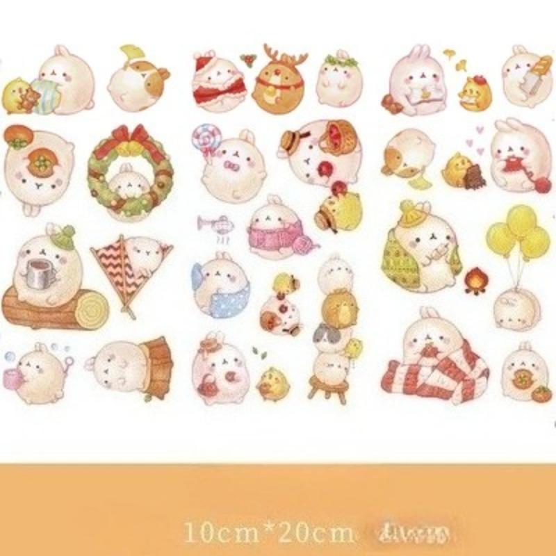 3Pcs Cartoon Flower and Leaf Stickers DIY Diary Stickers Scrapbook Cute Stationery Diary Supplies Material Decoration Stickers