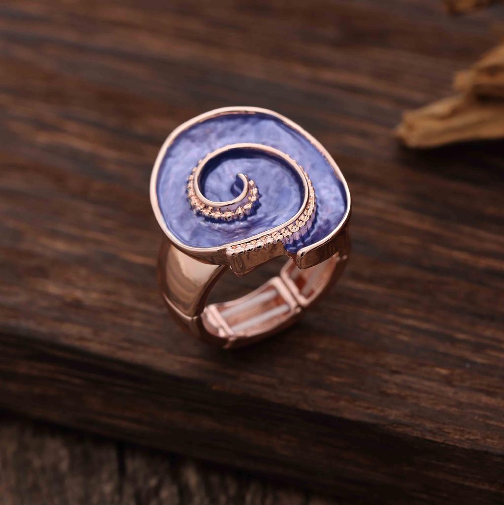 Enamel Geometric Flower Elastic Ring, Women's Fashion High-end Rose Alloy Ring