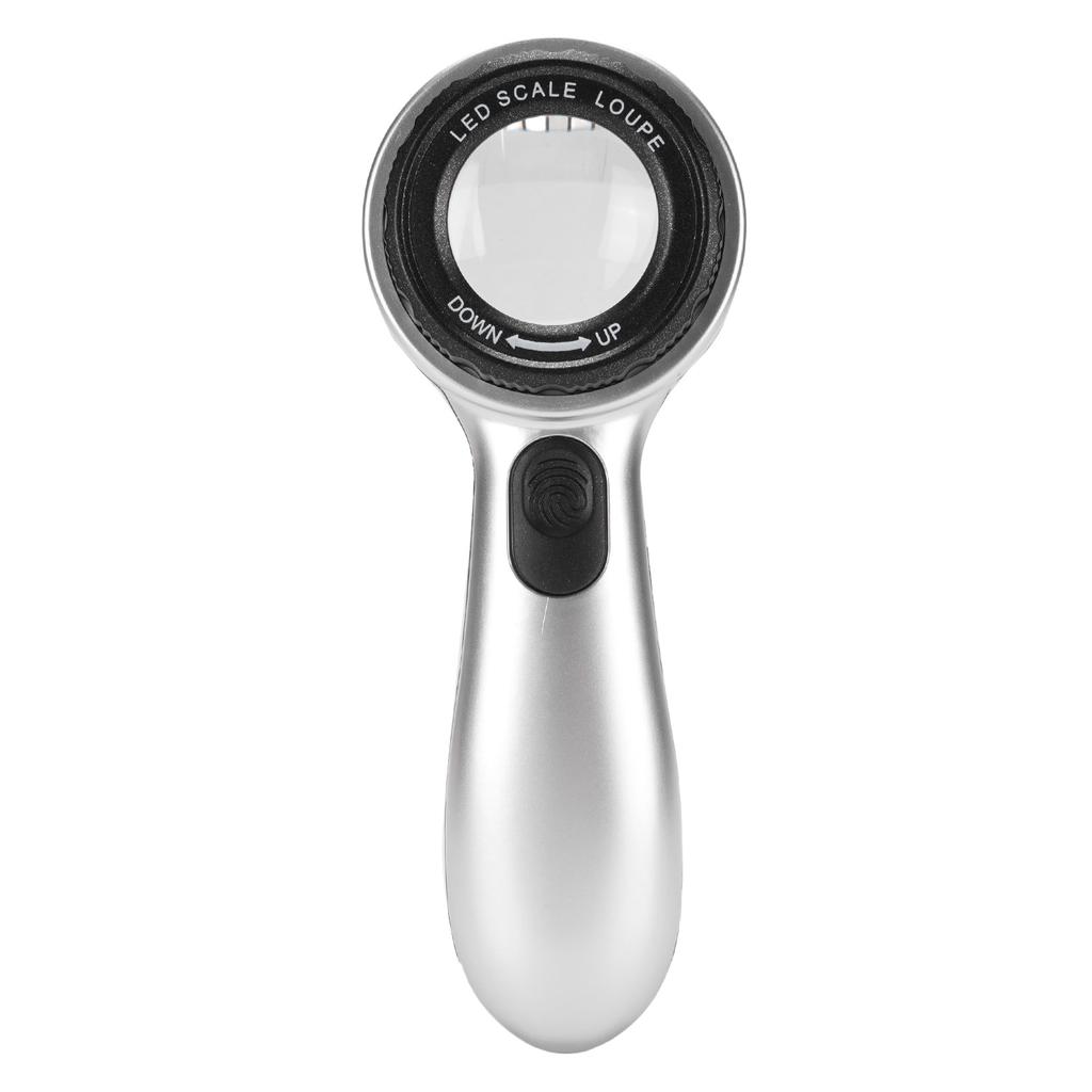 30X Handheld Magnifier LED Lighted Rechargeable Magnifying Glass for Jewelry Calligraphy Inspection 4 Lighting Modes