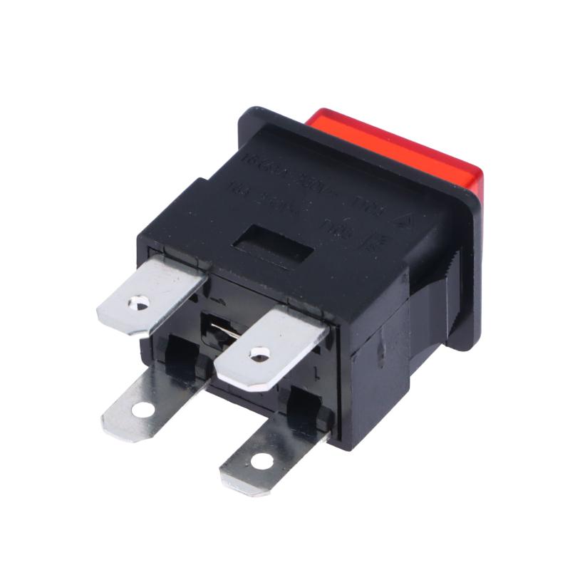 16A 4 Pins Locked Push Button Electrical Rocker Switch With LED Light Red Heater Touch Switch 250V PS-23-16