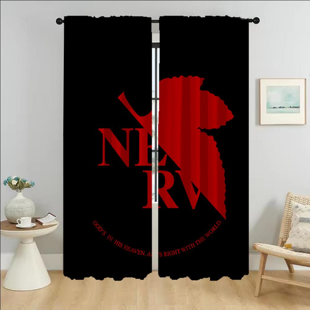 Evangeliones Blackout Curtains for Living Room Tulle for Bedroom Halloween Decoration Kitchen Curtains 2 Pieces Shades Partition