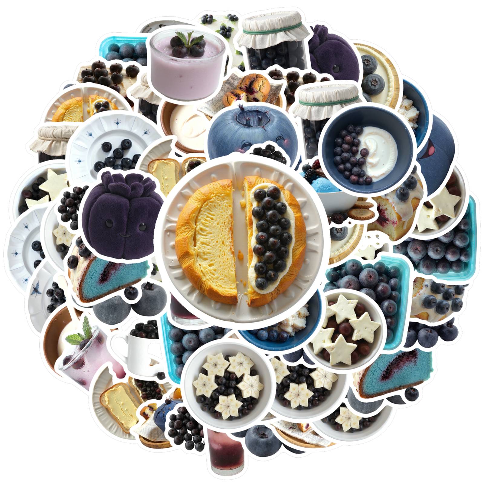 

35pcs-50pcs Realistic Blueberry Stickers Gourmet Sweets Stationery Stickers Stickers For Laptop Motorcycle Luggage Phone