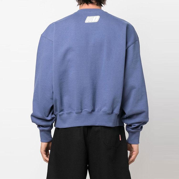 We11done Ss22 Logo Wash Distressed Pullover Crewneck Sweatshirt Unisex sweatshirt Navy-Blue WD-TS1-22-651-U-NV