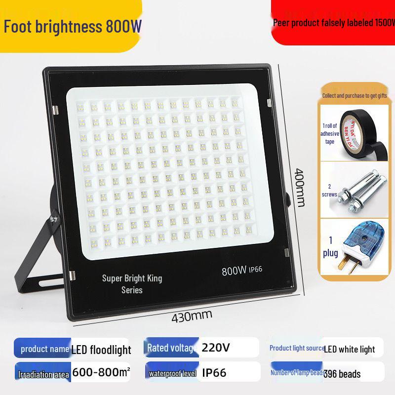 LED High-Power Outdoor Waterproof Floodlight: Super Bright Stadium Spotlight for Construction Sites