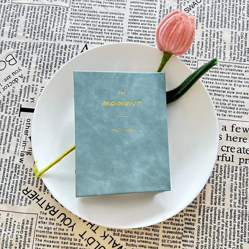 Mini Photo Album 64 Pockets 3-Inch PU Leather Cover Photo Book Commemorative Photo Insert Style Star Album Small Card Storage