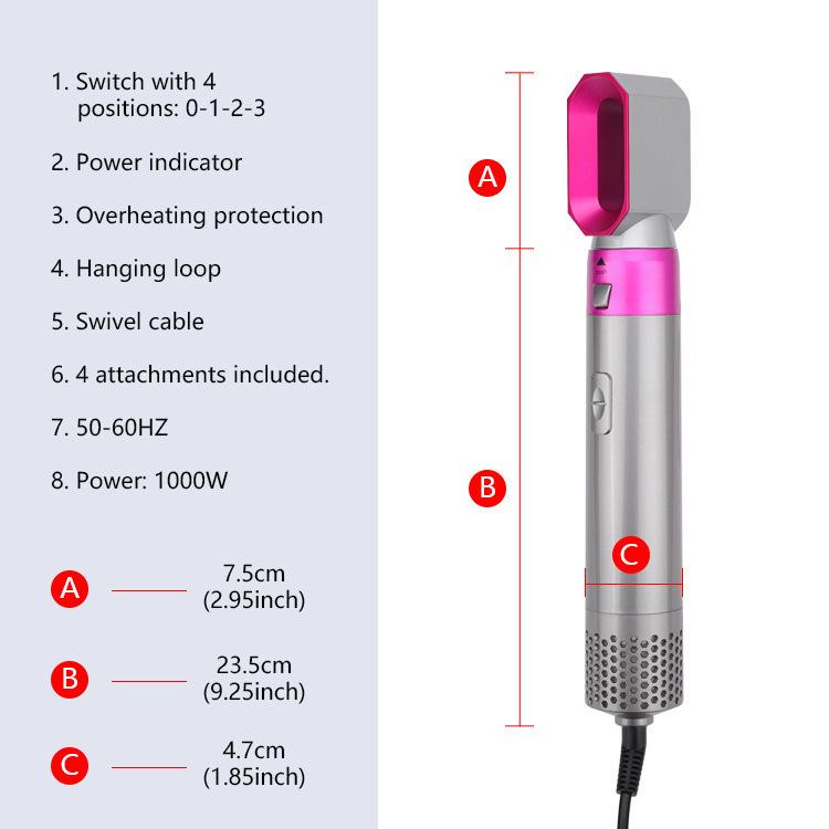 Five-in-One Hot Air Styler: Automatic Curling Iron & Hair Dryer Comb