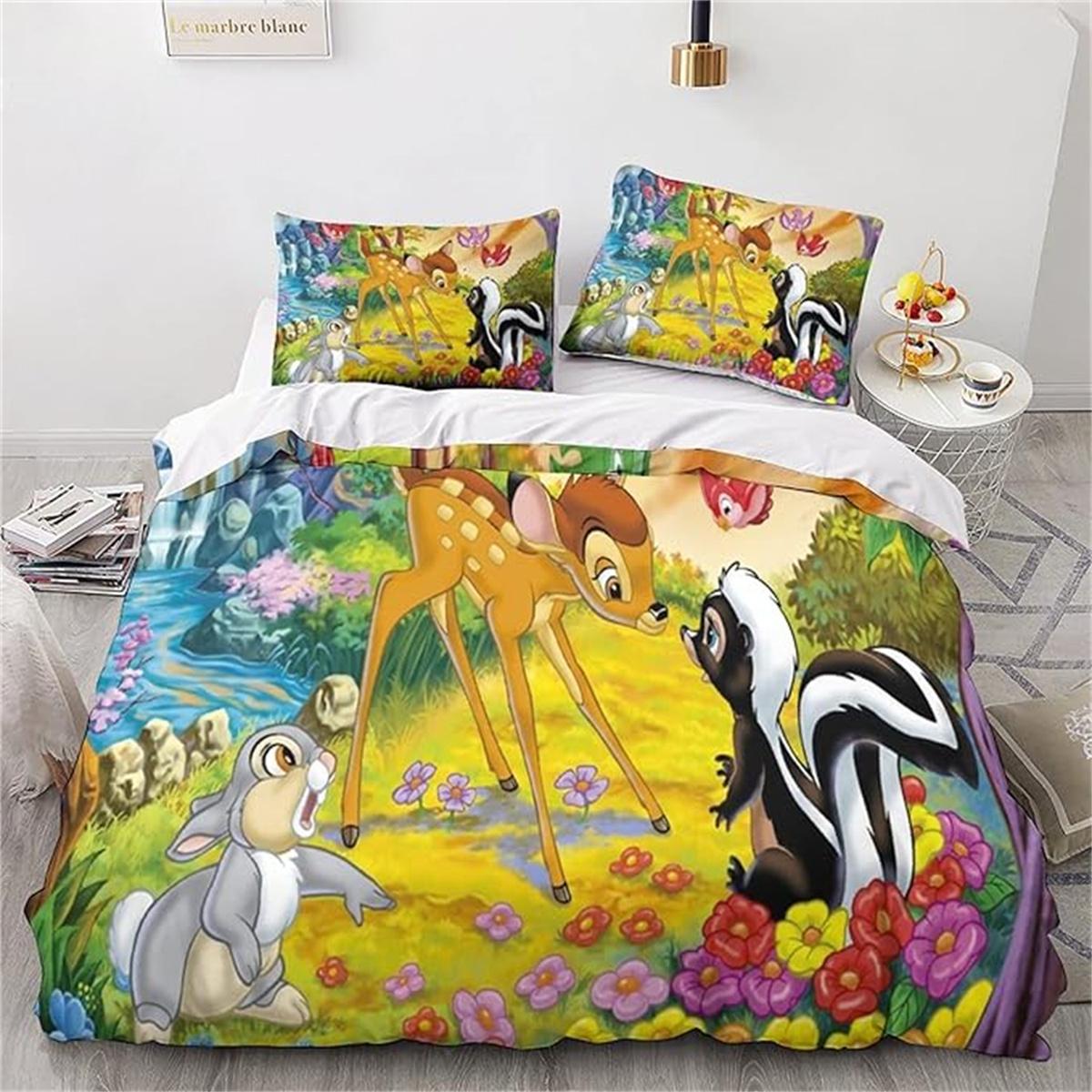 

Disney Bambi quilt cover,Children s Bedding Set, 3D Printed Duvet Cover, Cartoon Quilt Cover with Zipper and Pillowcase, 75x50cm 135x200cm