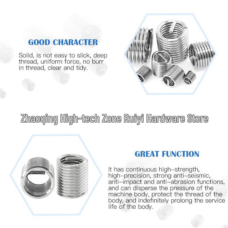 140-Piece Type 302/303 Stainless Steel Self-Tapping Threaded Inserts M3-M12 Nut Repair Kit