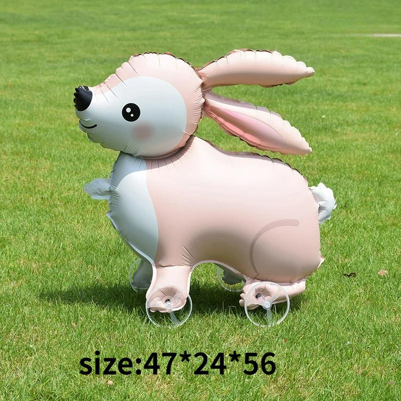 4D Dinosaur Dog Cat Standing Foil Balloons Animals Walking Balloon with Wheel for Kids Birthday Party Decoration Baby Shower