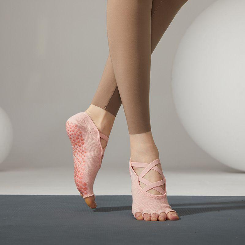 

Export Export K-style Bandage Yoga Socks Finger Non-Slip Socks Professional Pilates Socks Sports Fitness Toe Socks Multi-belt smoke powder