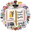 50pcs Reading Stickers Book Lover Cartoon Characters Waterproof DIY Decorative Stickers for Water Bottles Cars Laptops Scrapbooking