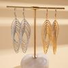 Gold Silver Metal Hollow Earrings Oval Hollow Ear Clip Long Tassel Dangle Earrings  Party