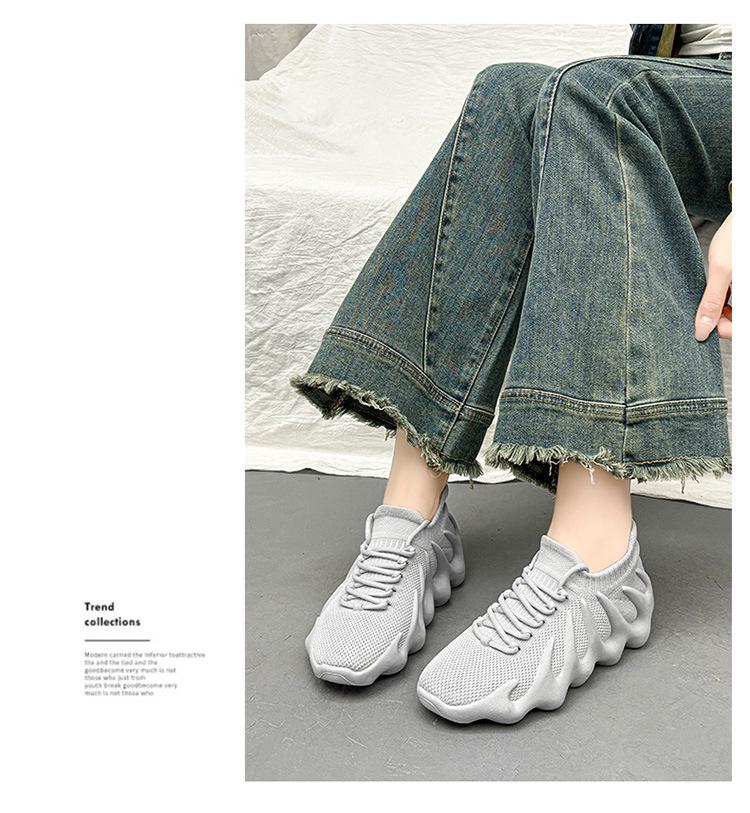 Letní dámské ponožkové tenisky Flyknit - Korejský styl, Všestranné, Ležérní trendy tatínkovské boty