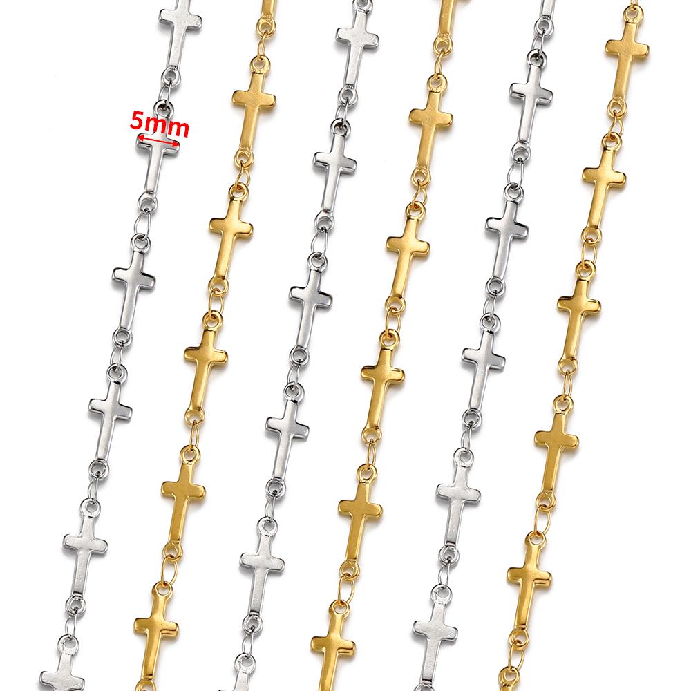 No Fade 1Meter Stainless Steel Chain for Jewelry Making DIY Love Heart Chain Curb Chains Gold Color Necklace Bracelet Components