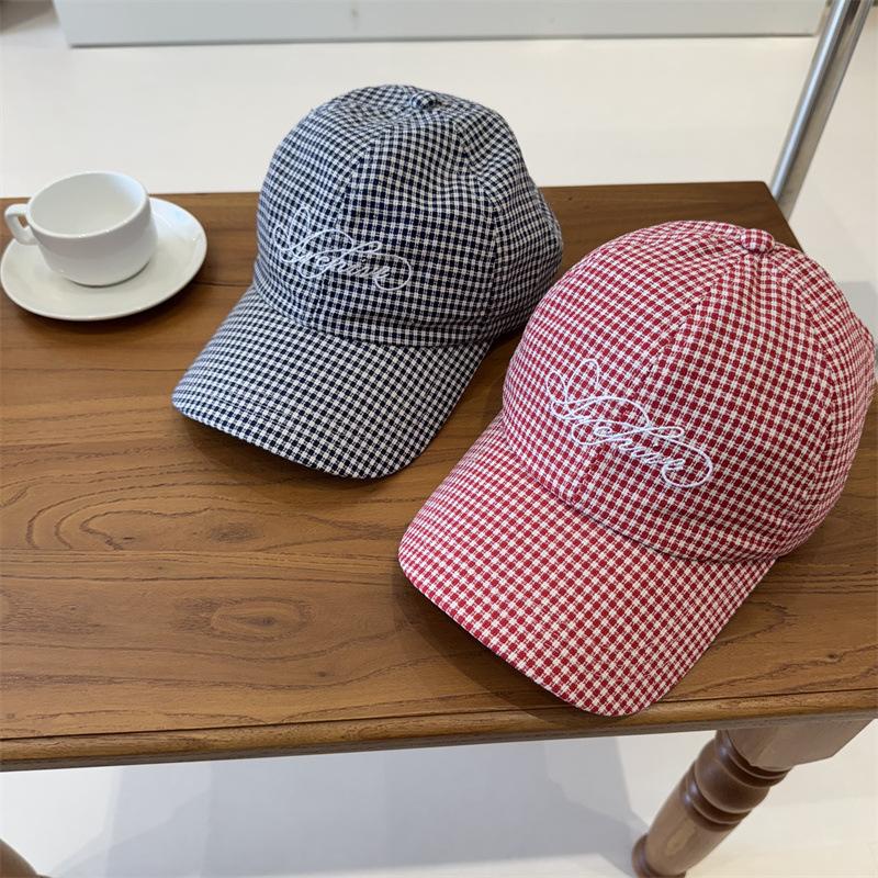 Summer thin breathable parent-child sunscreen cap foreign gas plaid men's and women's versatile outdoor baseball hat tide