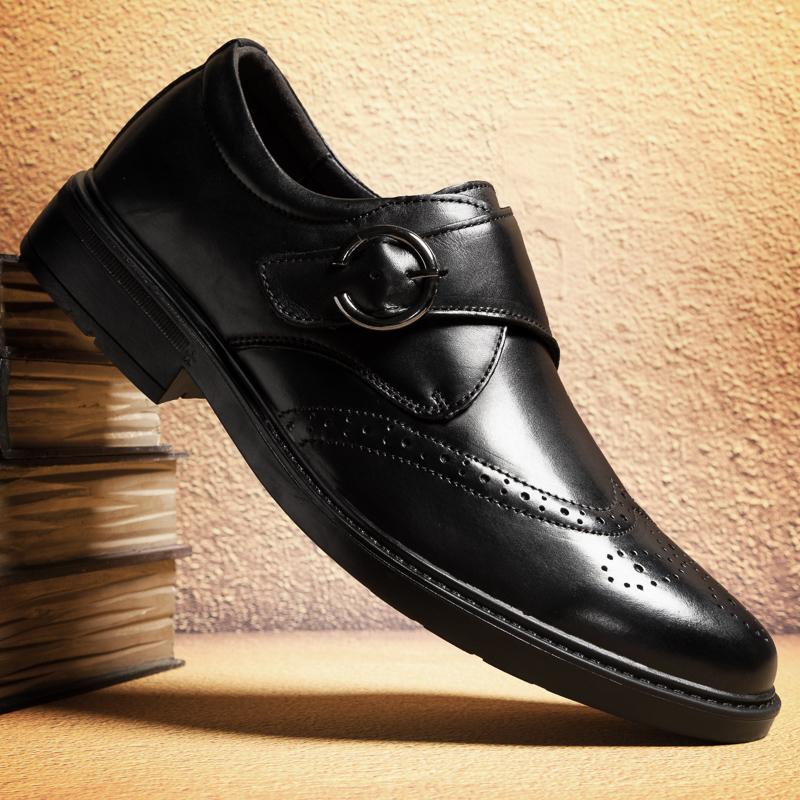 Fashion Genuine Leather Men Dress Shoes Crocodile Pattern Oxfords Brogue Shoes Lace Up Mens Casual Shoes Luxury Brand Business Footwear