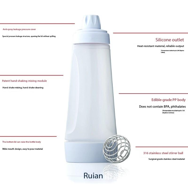 Pancake Batter Bottle Mixer With Blender Ball Wire Whisk For Restaurant Baking Pancakes Cupcakes Muffins Crepes Baking Tools