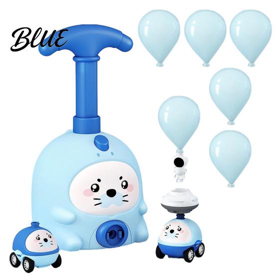 Balloon Car Toy Animal Air-Powered with Pump Cartoon Pig Duck Inflator Seal Launcher Educational Toddlers Boys Girls Vehicle