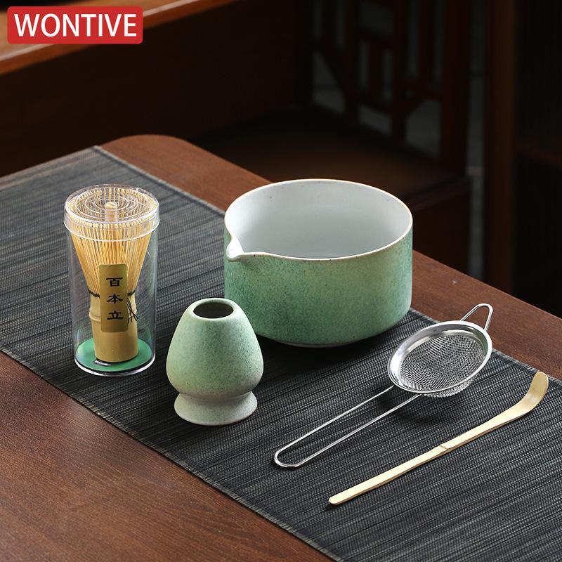 4/5PCS Japanese Matcha Set with Ceramic Bowl Bamboo Matcha Whisk Teaspoon Tea Sets Tea Lovers Gifts Tea-making Tools Accessories