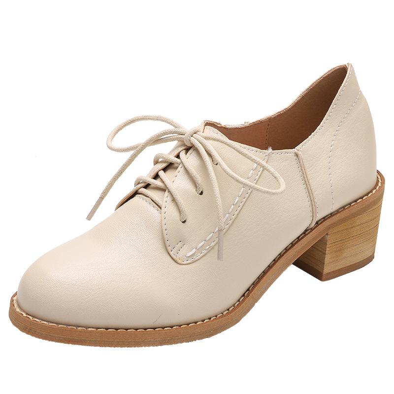 Chunky Heel Retro Leather Shoes British Style High Heel Single Shoes Casual Shoes Fashionable Versatile Women's Shoes