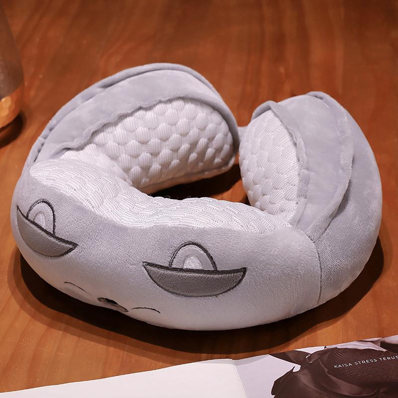 Cute Animal Design U Shaped Pillow Soft Plush Cartoon Travel Neck Cushion For Sleeping