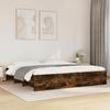 VidaXL Bed Frames Smoked Oak 180x200 Cm Engineered Wood, Bedroom Furniture, Double Bed, Slatted Base, Bed, Frame of 3295636