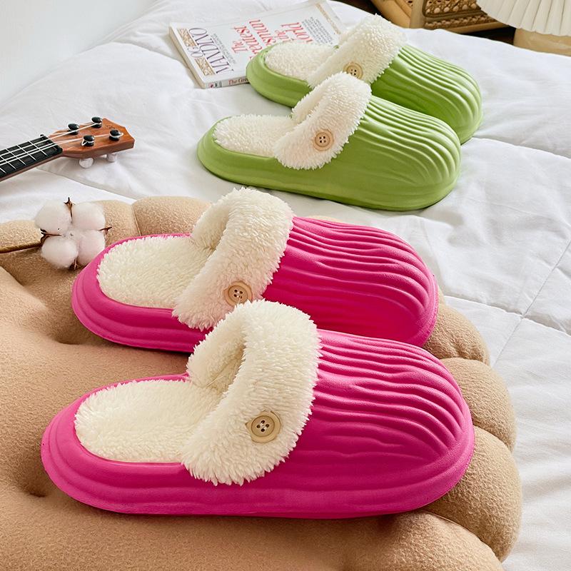 New Autumn and Winter Cotton Slippers Household Indoor Warmth Shoes Detachable Velvet and Anti slip Home Cotton Shoes