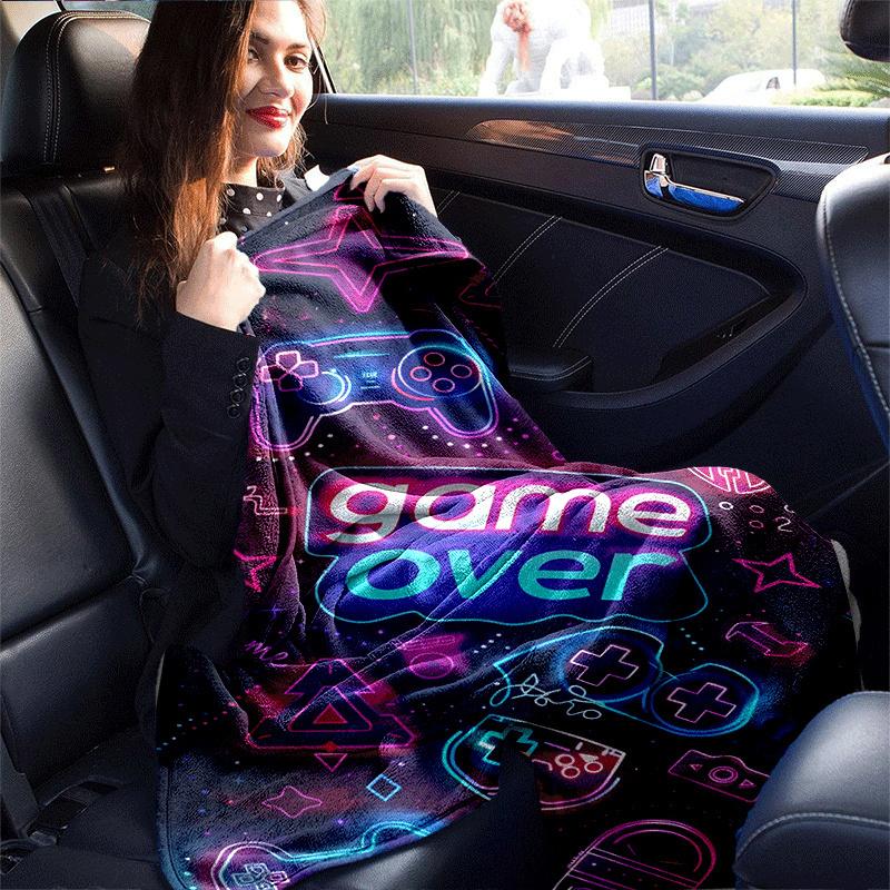1pc Gamepad Printing Lightweight Flannel Blanket, Comfortable and Warm Blanket, for Camping Sofa Bed and Couch Office, Gift